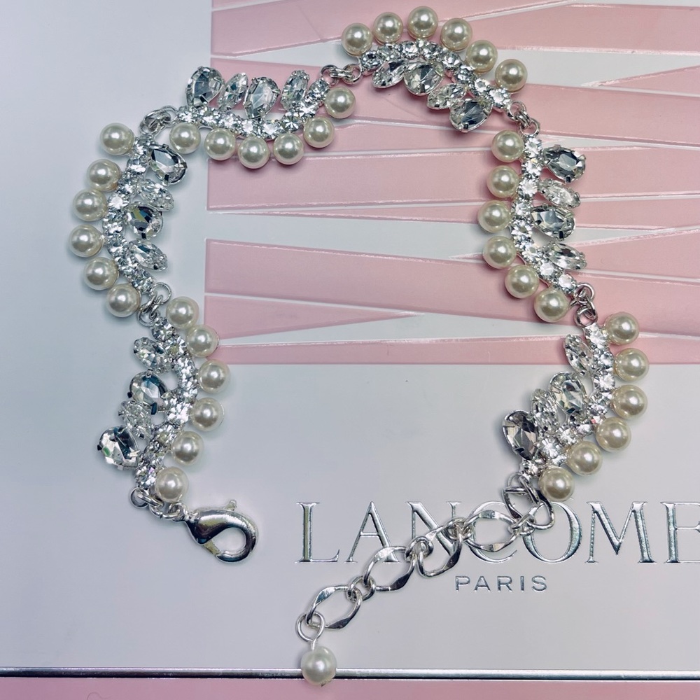 Bracelet Pearls and Zirconia 925 Sterling Silver Plated